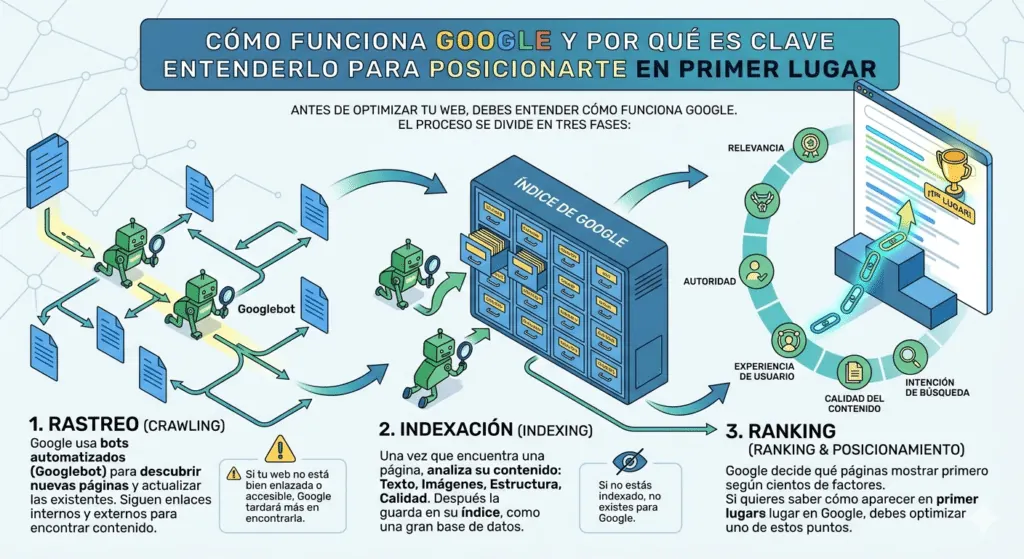 Esquema del rastreo de Google: cómo encuentra e indexa las páginas de una web